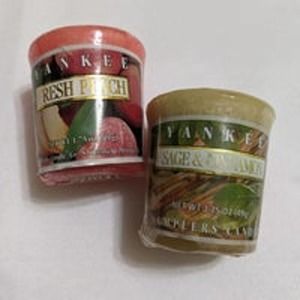 2 Yankee Candle Votive Candles fresh peach sage cinnamon